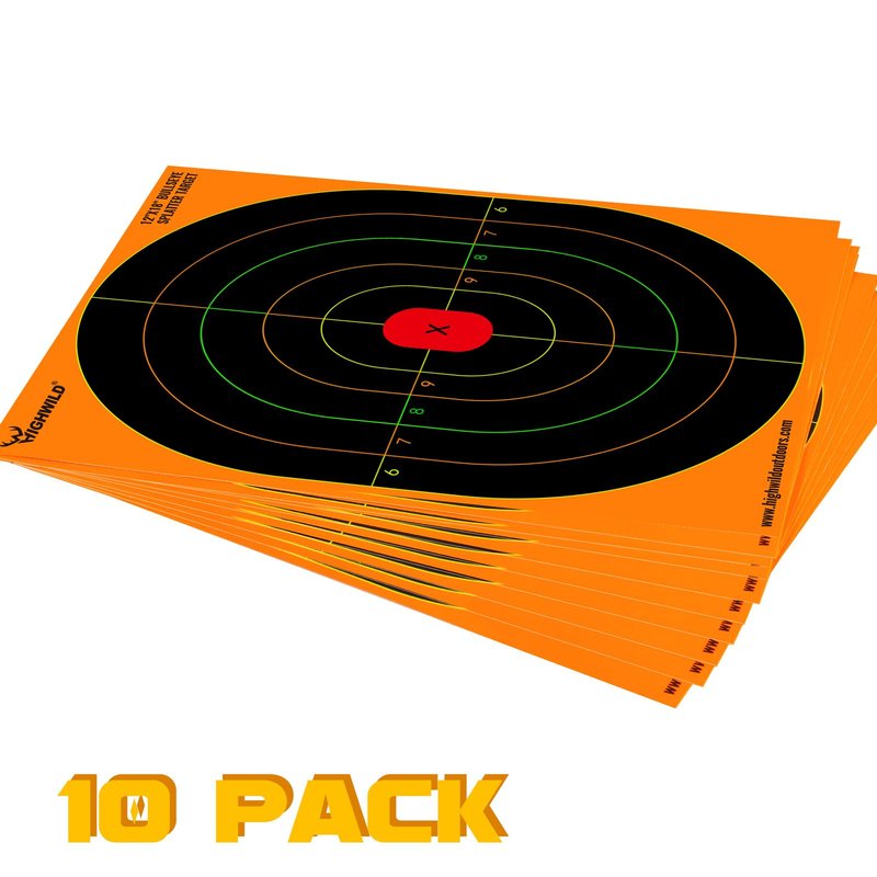 Highwild Bullseye Splatter Paper Targets - Splash Effect of Multiple Colors - 12x18 Inch (10 Pack)