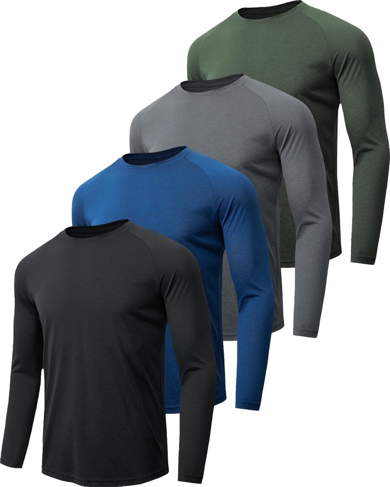 MLYENX Long Sleeve Workout Shirts for Men - UPF 50+ UV Protection, Quick Dry, Moisture Wicking | 7 Pack