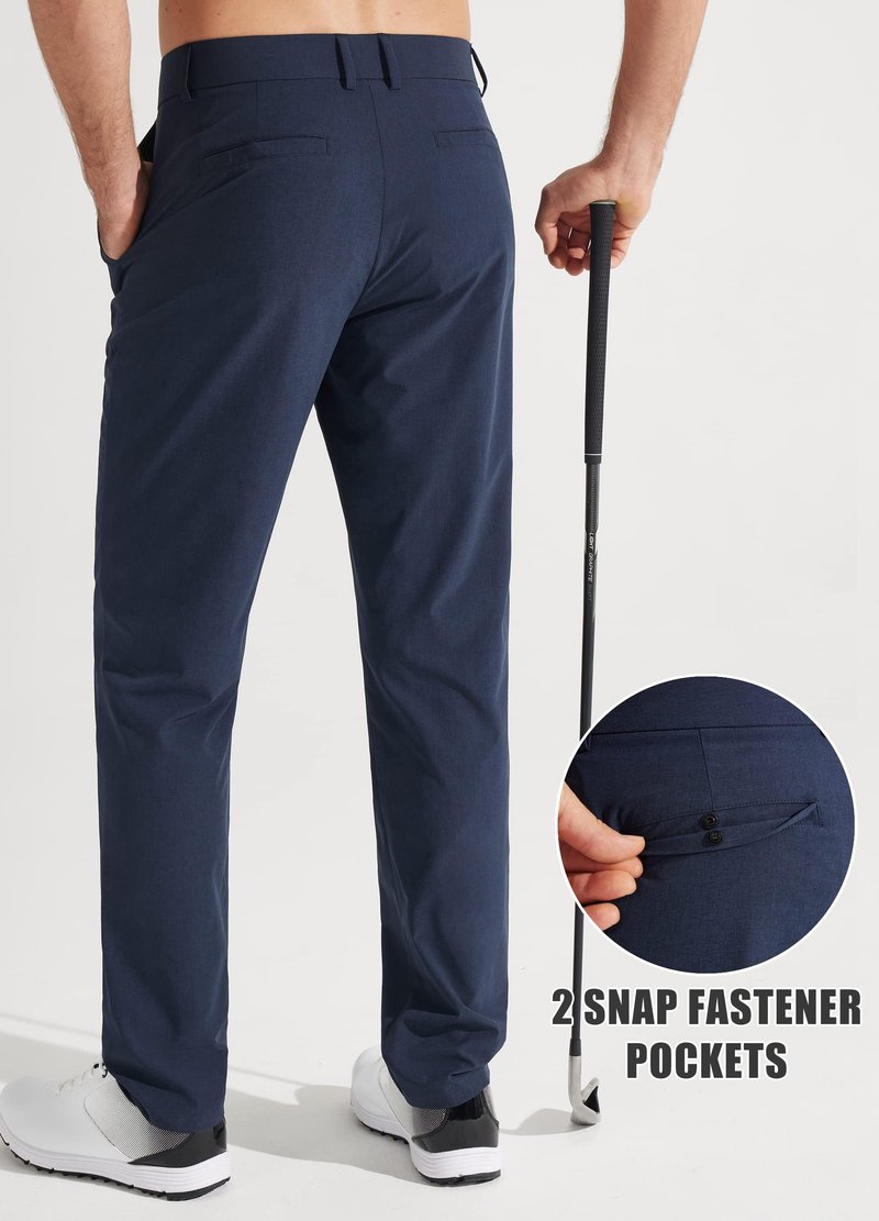 Libin Mens Golf Pants Stretch Work Dress Pants 30" Quick Dry Lightweight Business Casual Pant for Men Comfy Water Resistant, Navy Blue, 33W x 30L