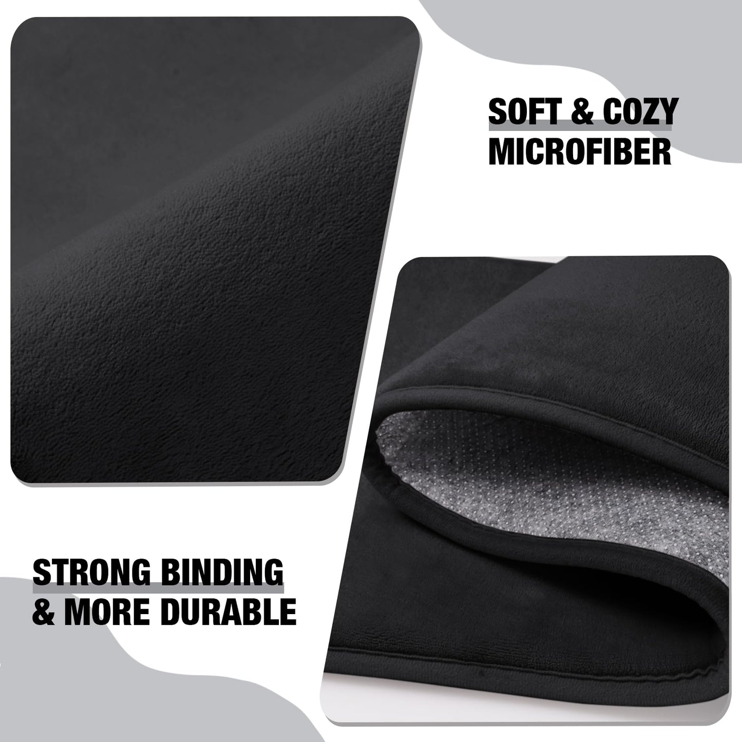 Black Memory Foam Bath Runner Mat Long Bathroom Rug Microfiber Bathroom Carpet Non Slip Soft Absorbent Washable Bathrug,24" x 60"