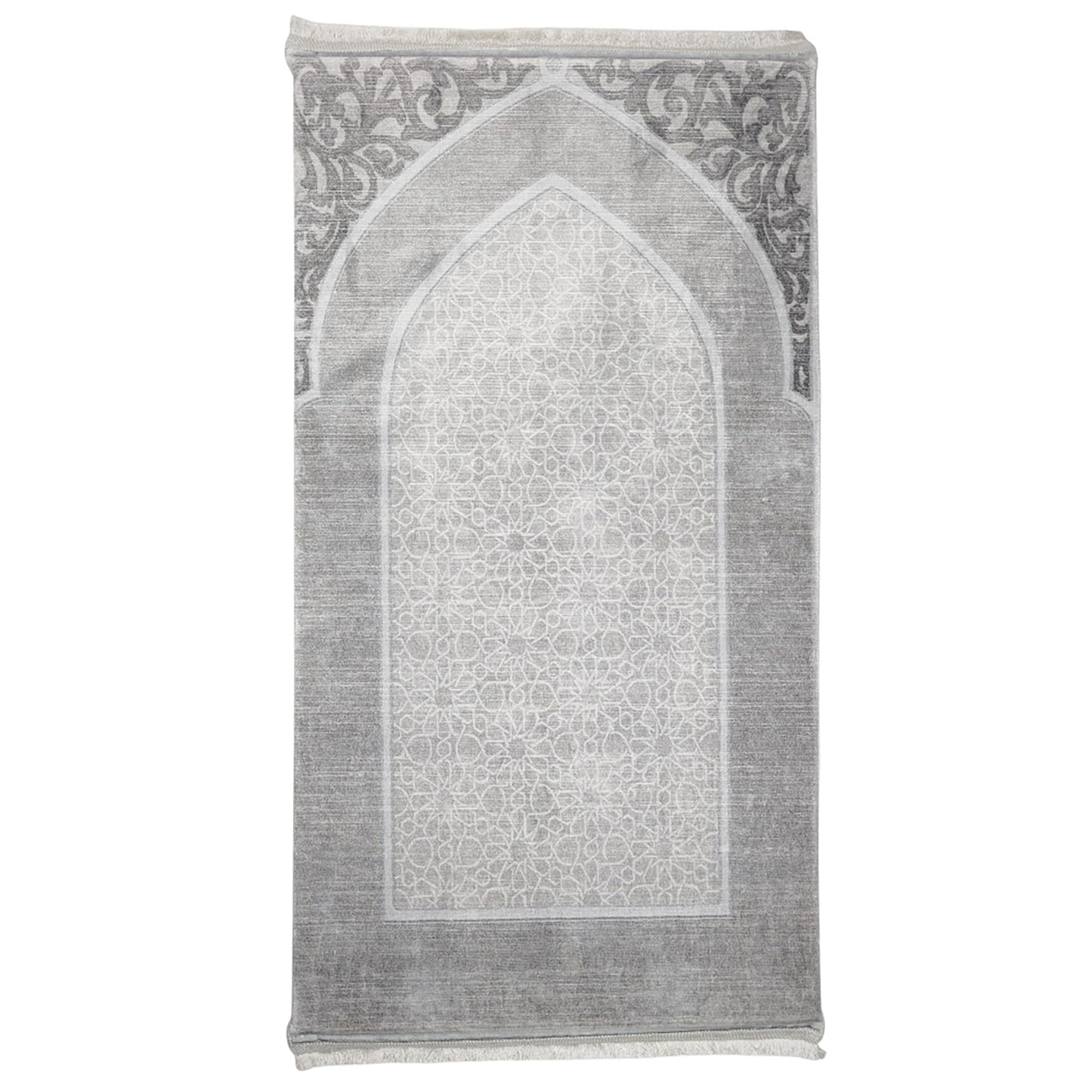 Modefa Foam Prayer Rug - Thick Padded Prayer Mat Cushioned Thick Prayer Mat - Large Long Soft Muslim Prayer Rug Velvet Digital Print (Mosaic Floral - Grey)
