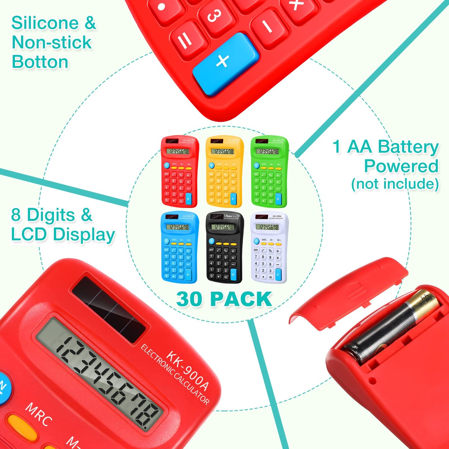 Chumia 50 Pieces Pocket Calculator Bulk Basic Small 4 Function Calculator Battery Powered Handheld Kids Mini Calculators for Students Desktop Primary School Home Office (Classic)