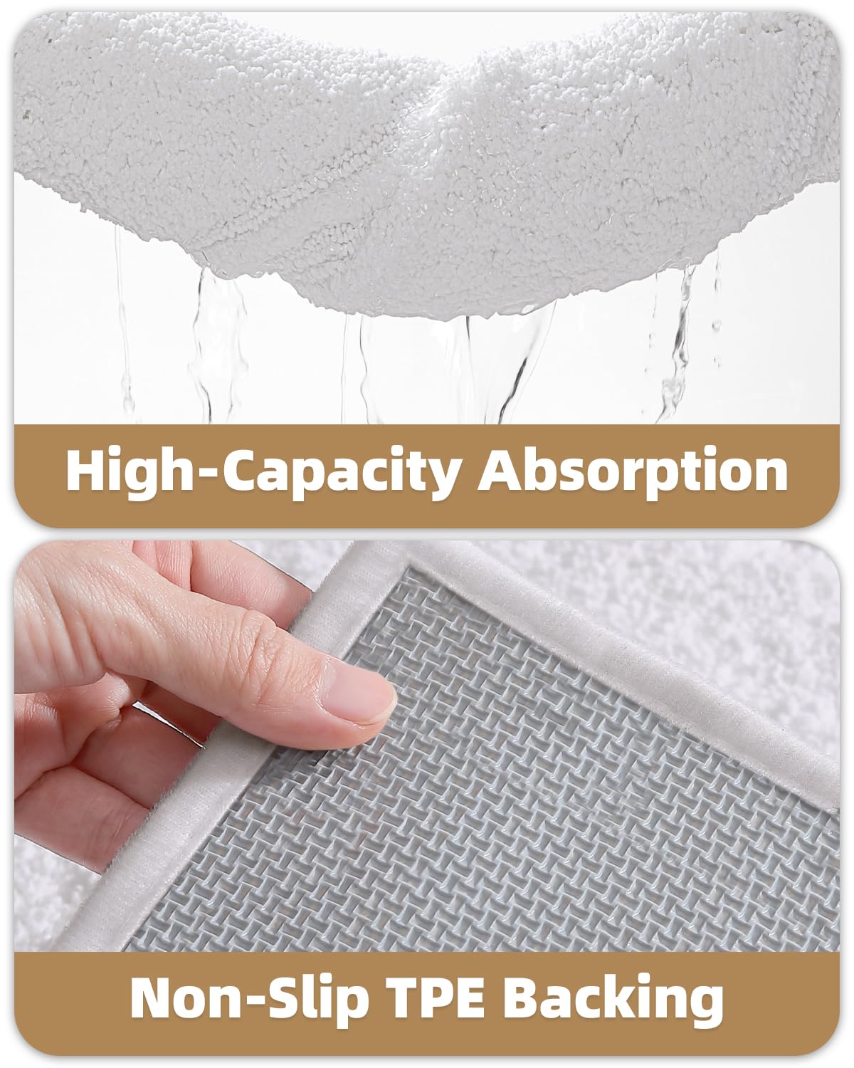 Color&Geometry White Bathroom Rugs 30x17, Ultra Soft Absorbent Microfiber Bath Rugs, Washable Plush Striped Bathroom mat, Non-Slip Bath Mats for Bathroom, Bathtub, Shower, Laundry, White