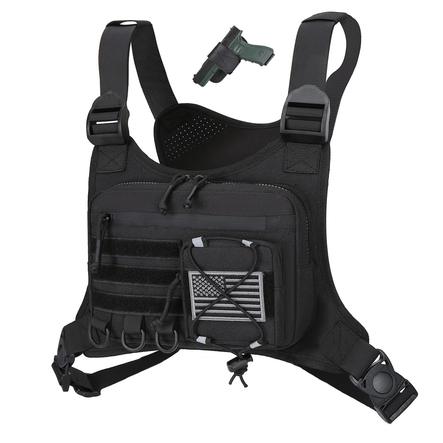 koculemi Outdoor Sports Chest Bag for Men, Chest Vest Holster Fits Most Pistols, Adjustable EDC Travel Chest Pack for Running, Hiking, Workouts (Camo)