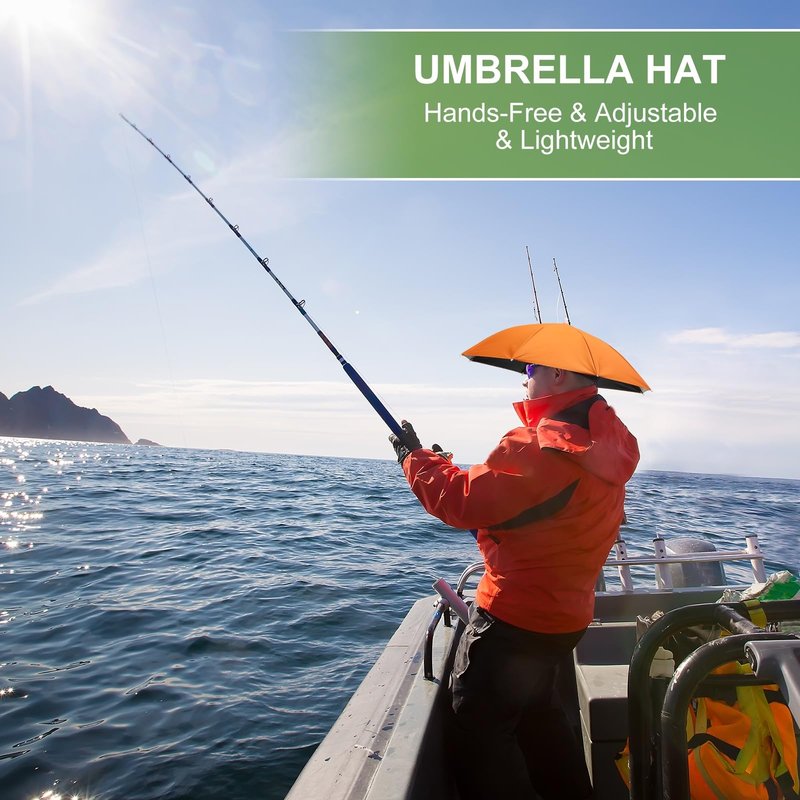 YELARXI Umbrella Hat, Fishing Hat Hands Free Waterproof Adjustable Sun Rain Cap Hat with Elastic Band Fit for Women Men Fishing Camping Gardening Beach Sunshade Outdoor(Mist Blue)