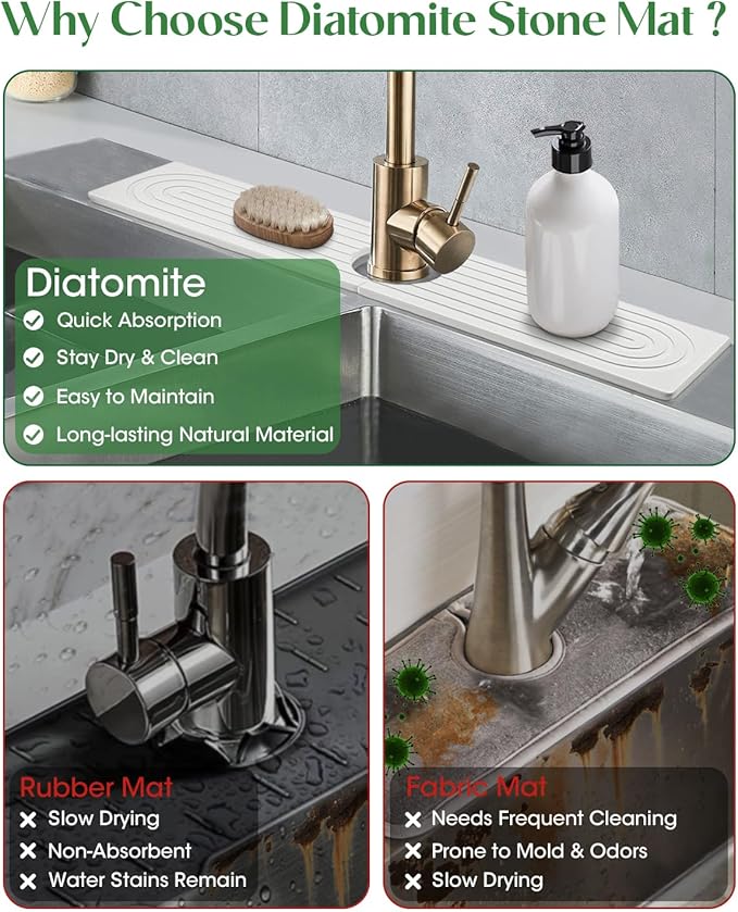 Stone Drying Mat for Kitchen Faucet: Diatomite Stone Drying Tray