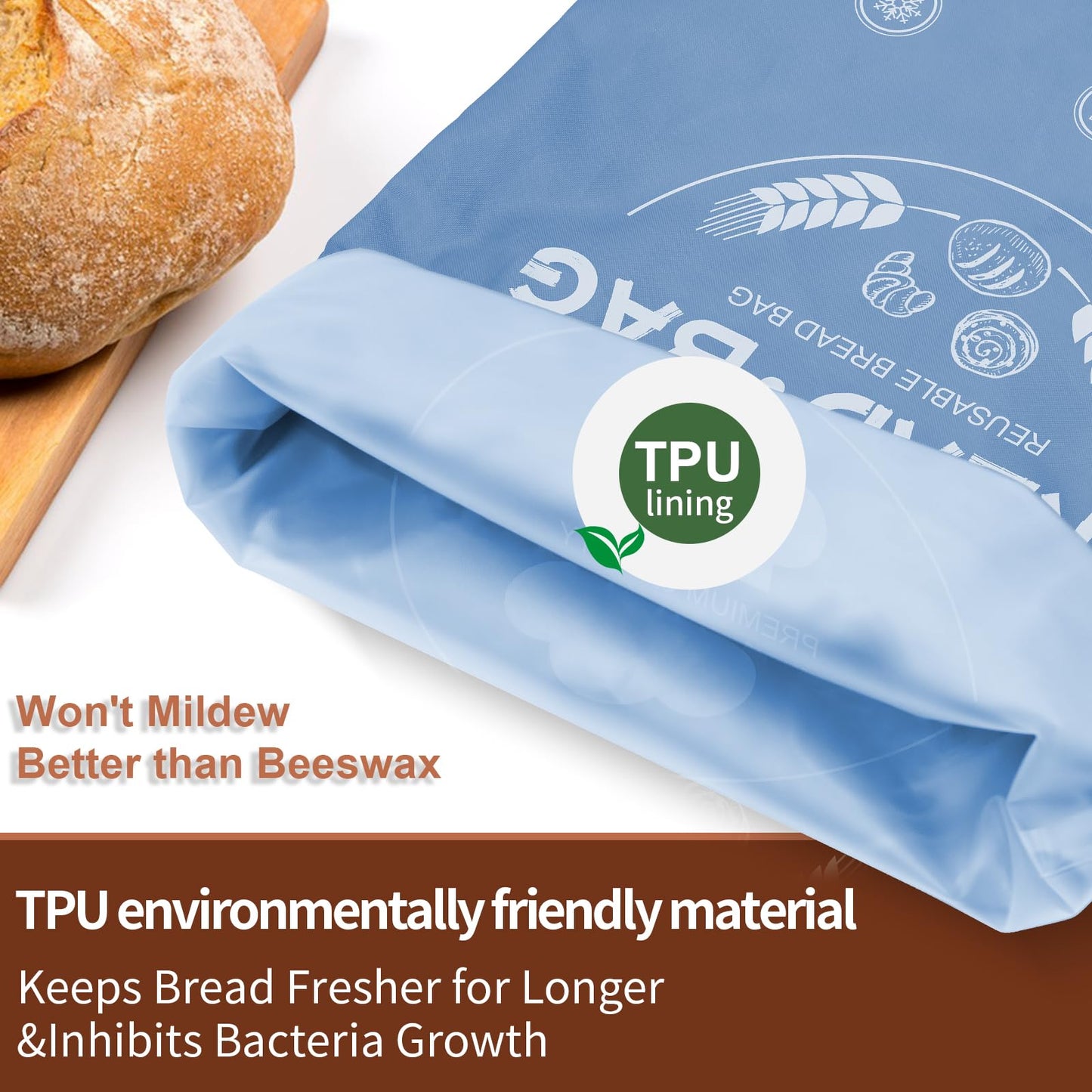 Bread Bags for Homemade with Beeswax Wrap - Zipper Reusable Bread Bag for Sourdough 2-Pack, Reusable Food Storage Bag to Keep Sourdough Fresh, Freezer-Safe, Eco-Friendly (Orange&Grey)