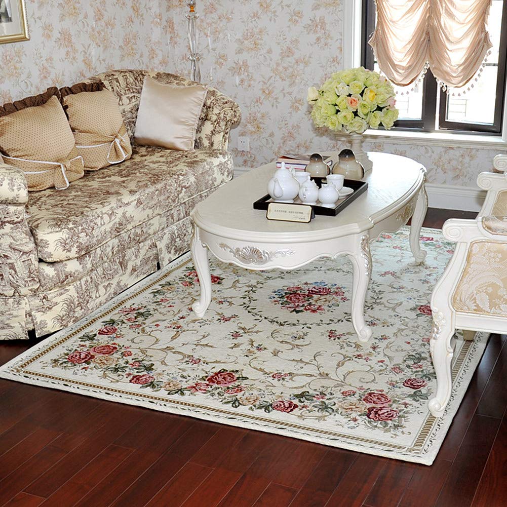 UKELER Rustic Shabby Rose Rug Luxury Vintage Elegant Traditional Rugs Accent Floral Rugs Carpet for Home Living Room/Bedroom, 4' x 6', Country Rose