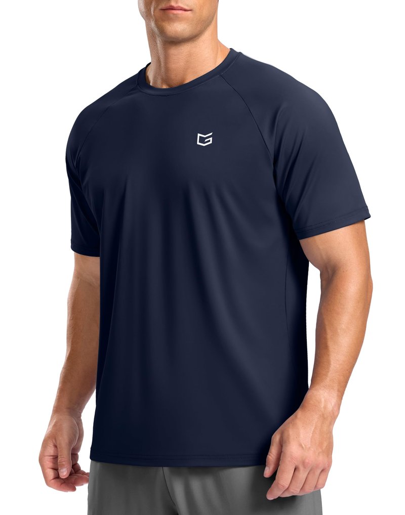 G Gradual Men's Athletic Workout T-Shirts Moisture Wicking Cooling Running Shirts Short Sleeve Performance Tee for Gym Tennis(Navy,XXL)