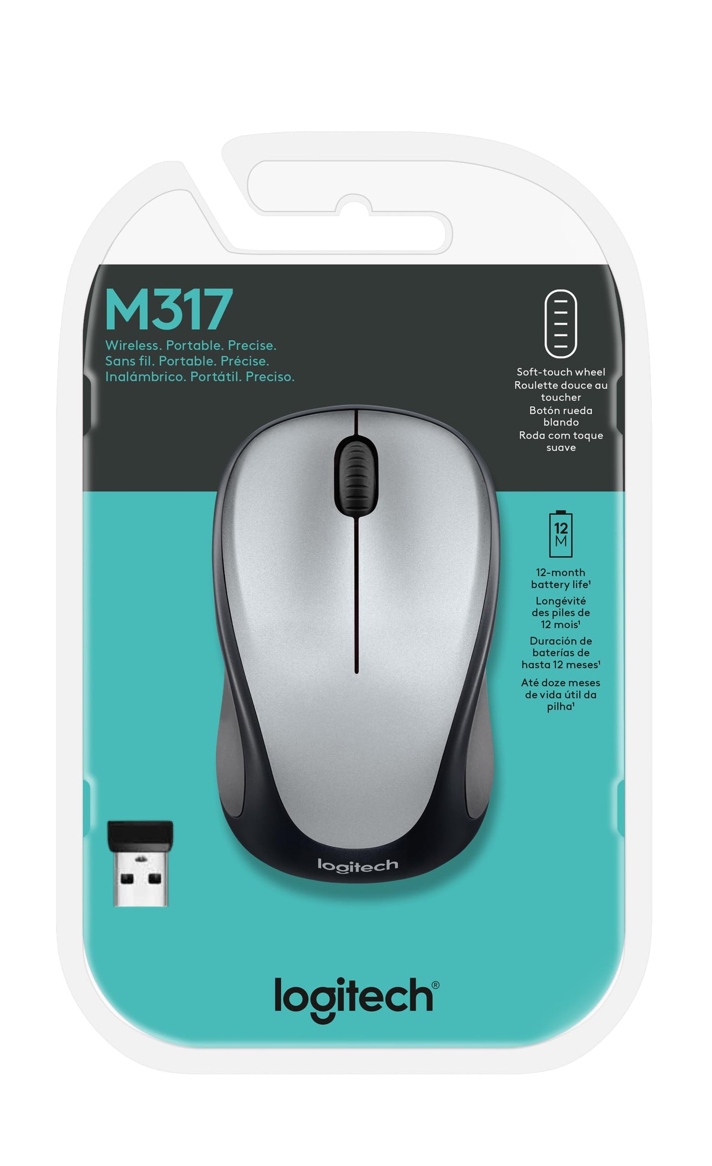 Logitech M317 Wireless Mouse, 2.4 GHz with USB Receiver, 1000 DPI Optical Tracking, 12 Month Battery, Compatible with PC, Mac, Laptop, Chromebook - Blue