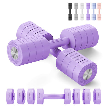MERACH Dumbbell Set of 2, Adjustable Weight, Anti-slip Handle, Macaron Colors, Each 2.2/4.4/6.6/8.8 lbs, 4 in 1 Hand Weights for Women at Home