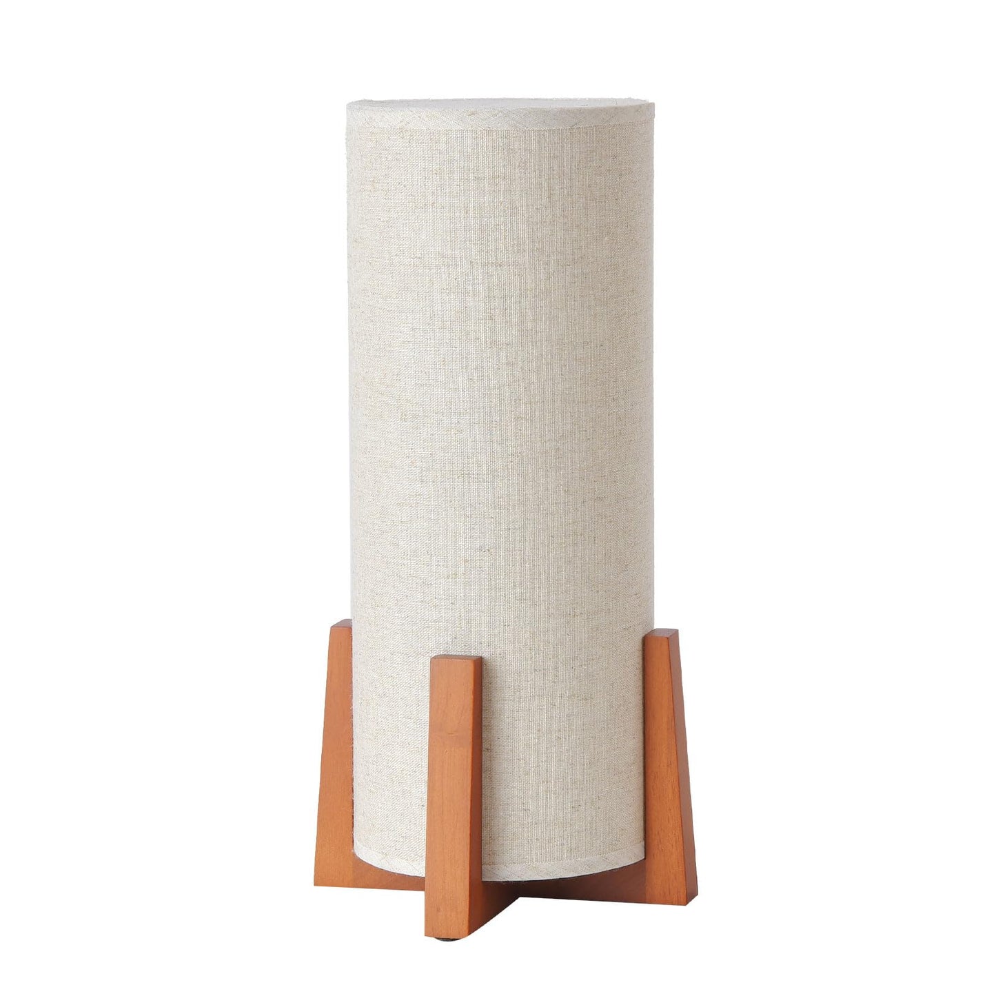 Fengarolam Modern Small Table Lamps, Nightstand Lamp with Linen Fabric Shade, 13.97" Cylinder Wood Base Bedside Table Lamp for Bedroom Office Living Room Home Decor