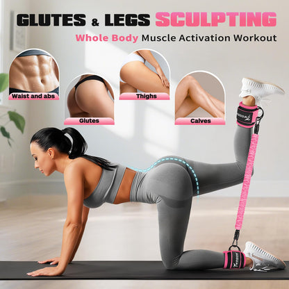 Ankle Resistance Bands with Cuffs, Leg and Glutes Workout Equipment, Resistance Bands with Ankle Straps for Cable Machine Kickbacks, Booty Workouts, Lower Body Exercises - Home Gym Exercise Equipment