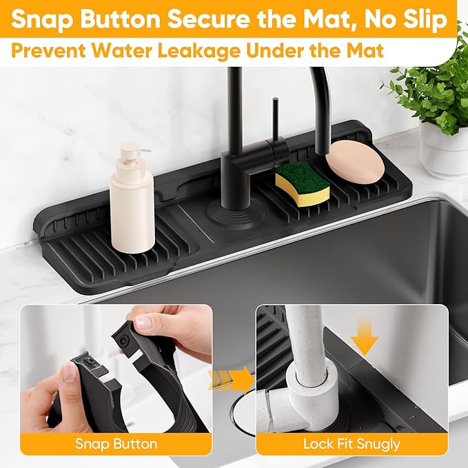 17.7'' Folding Faucet Mat for Kitchen Sink Splash Guard Kitchen Sink Faucet Mat