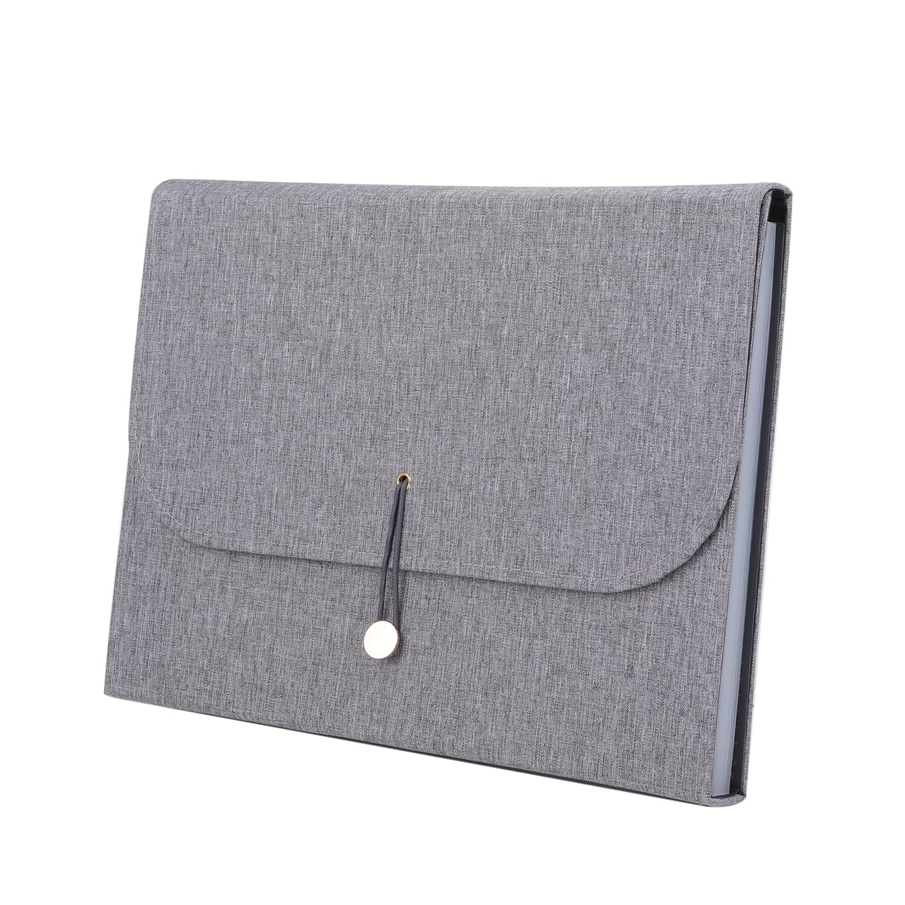 Fabric Expanding File Folder Document Organizer A4, 13‑Pocket Indexed File Case (Gray)