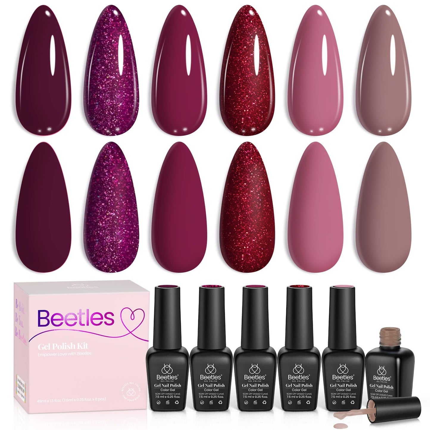 Beetles Halloween Gel Nail Polish Set – Wicked Mystic 8 Colors Gel Polish Kit, Gold Silver Black Green Blue Cat Eye Purple Red Glitter with Nail Art Accessories UV LED Soak Off Manicure Gift for Women