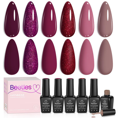 Beetles Halloween Gel Nail Polish Set – Wicked Mystic 8 Colors Gel Polish Kit, Gold Silver Black Green Blue Cat Eye Purple Red Glitter with Nail Art Accessories UV LED Soak Off Manicure Gift for Women