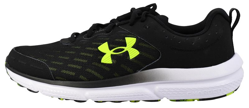 Under Armour Men's Charged Assert 10, (007) Black/Black/High Vis Yellow, 9, US