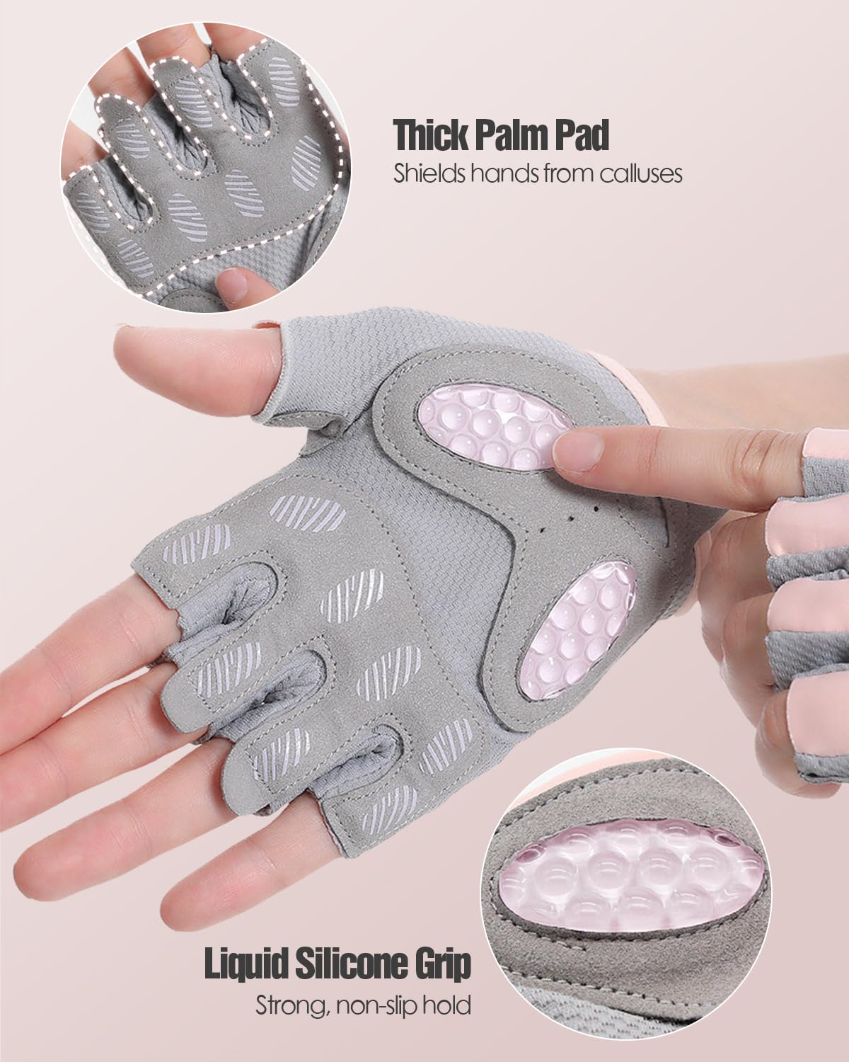 MitButy Workout Gloves for Men & Women – Fingerless Gym Gloves for Weight Lifting, Crossfit, Fitness, Exercise & Training with Silicone Grip Dots for Secure Hold & Palm Padding Protection