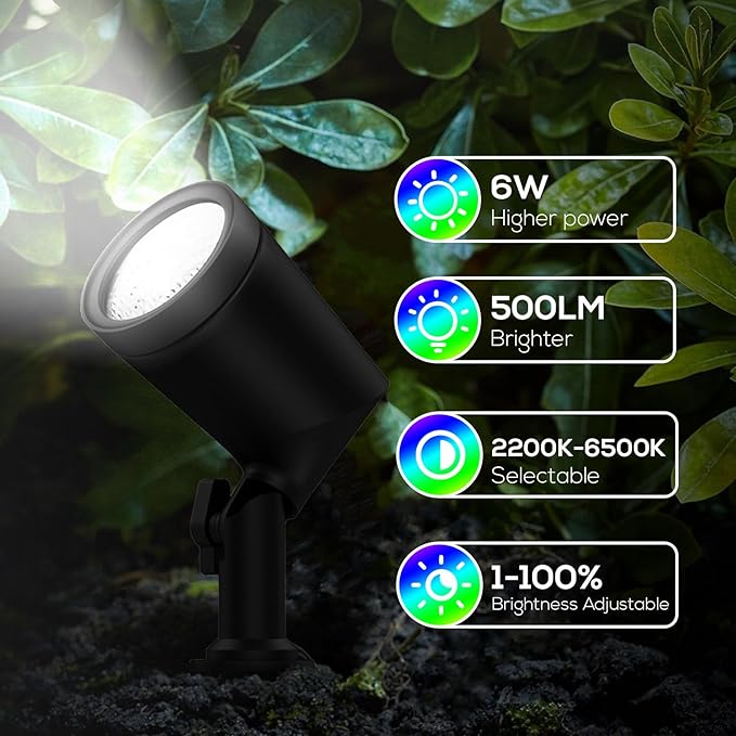 ZYAN 16 Pack Smart Landscape Lights, Color Changing, Compatible with Alexa（2 * 8 Pack）