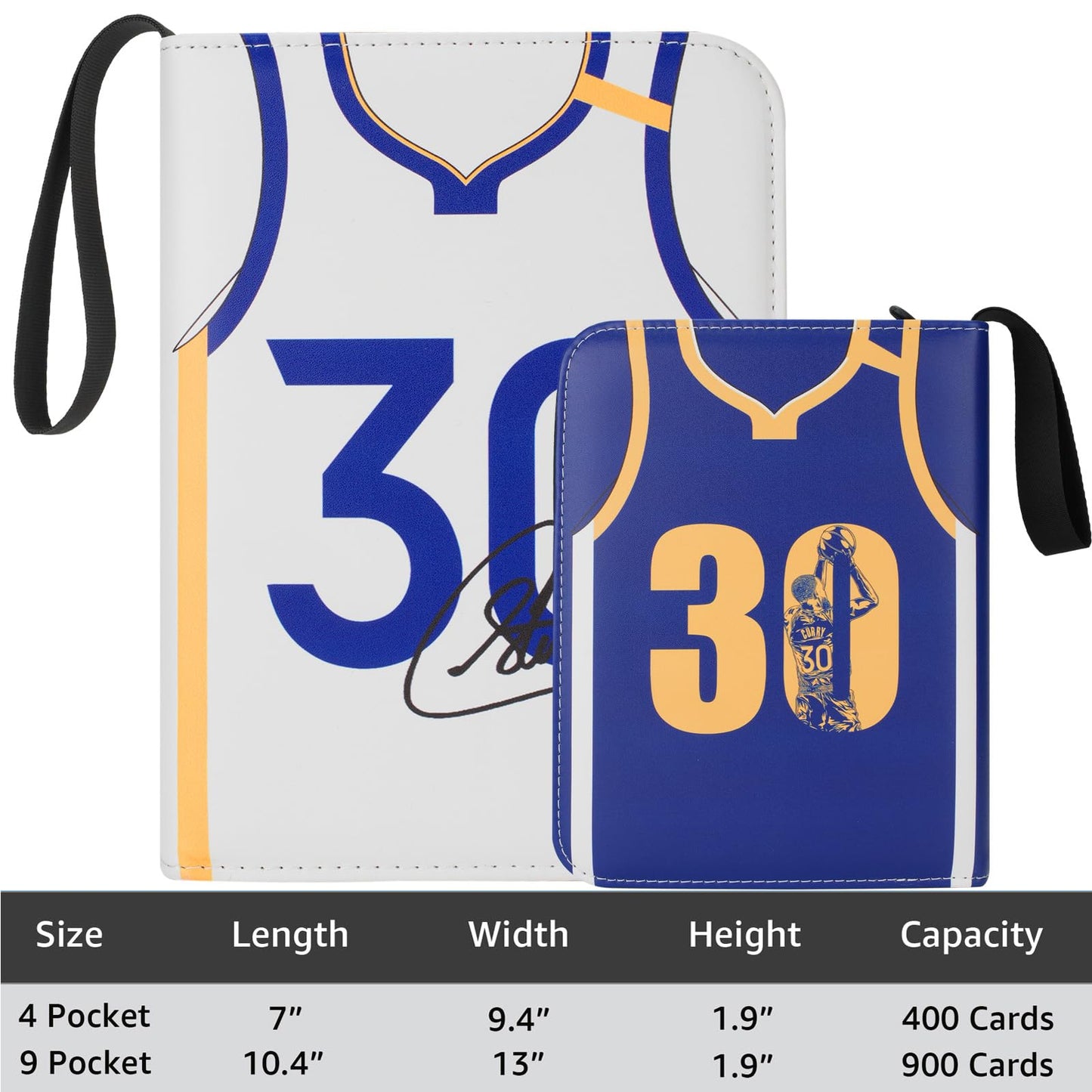 HBK Basketball Card Binder 900 Pockets, PU Leather Collectible Trading Card Albums with 50 Removable Sleeves, 3- Ring Basketball Cards Organizer for Kids & Collector (CR30)