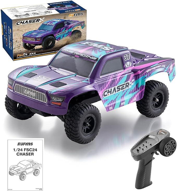 BEEZRC 1/24 FSC Chaser RC Truck 4WD Short Course Truck RTR Fast Off-Road Remote Control Truck Hobby RC Car High Speed Remote Control Car for Adults for Beginner Gift (Purple)