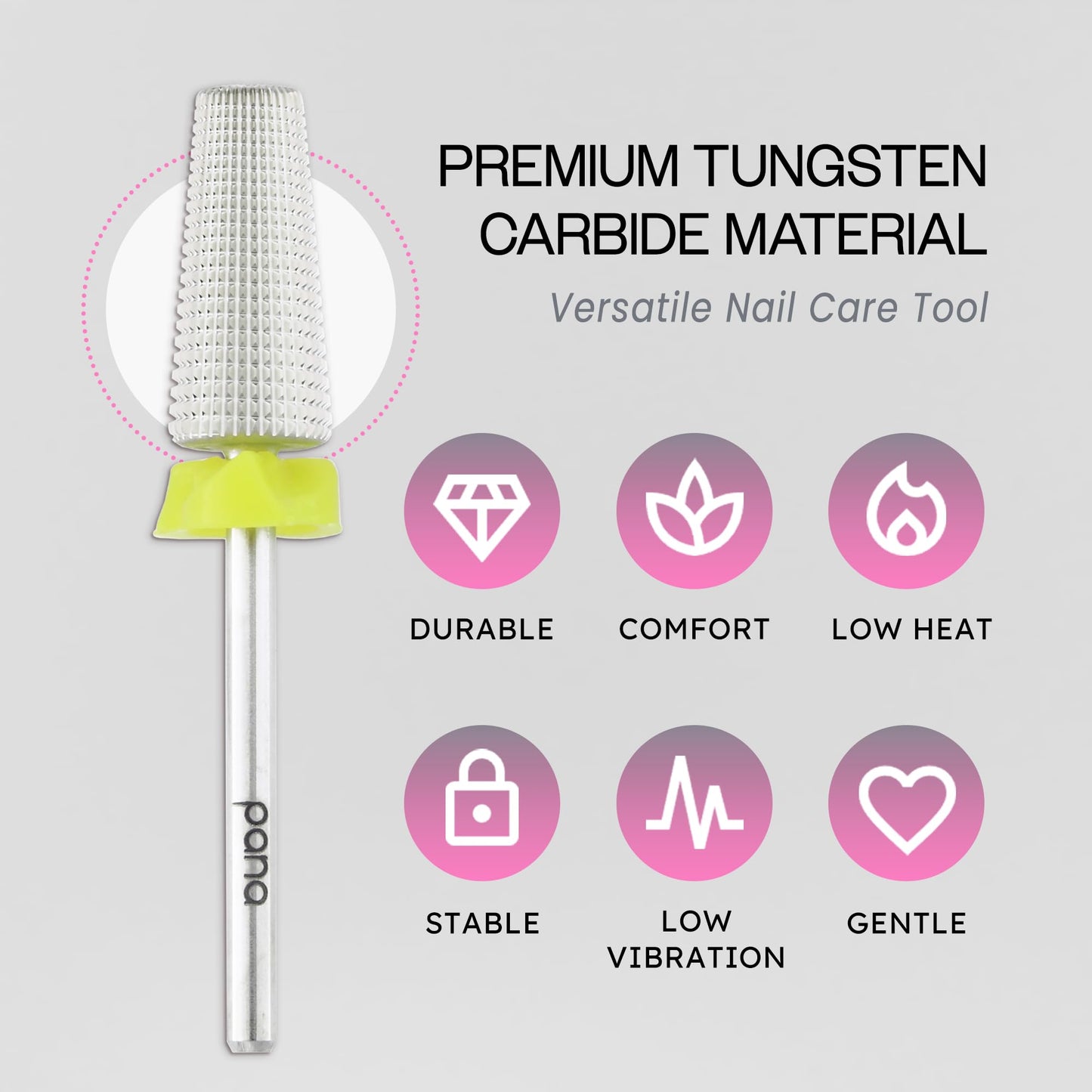 PANA Nail Carbide 5 in 1 Bit - Two Way Rotate use for Both Left and Right Handed - Fast Remove Acrylic or Hard Gel - 3/32" Shank - Manicure, Nail Art, Drill Machine (Fine - F, Silver)