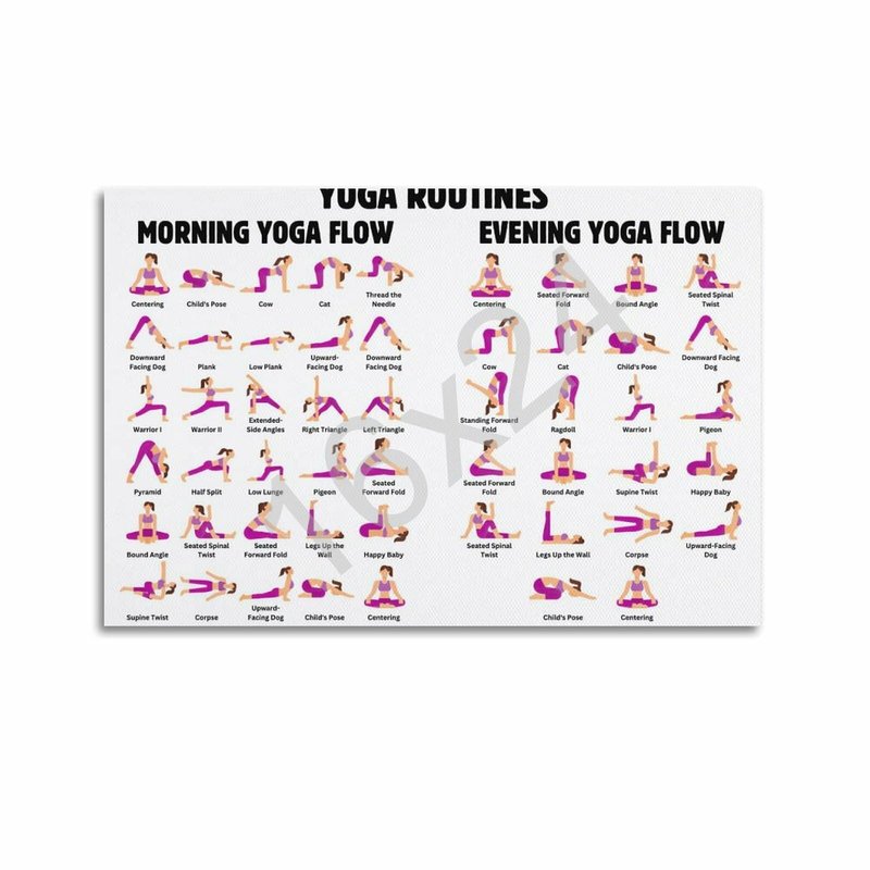 Ouyniei Yoga Poses Poster Yoga Beginner Workout Chart Home Fitness Decor Poster Wall Art Canvas Aesthetic 12x18inch(30x45cm) Unframe-style