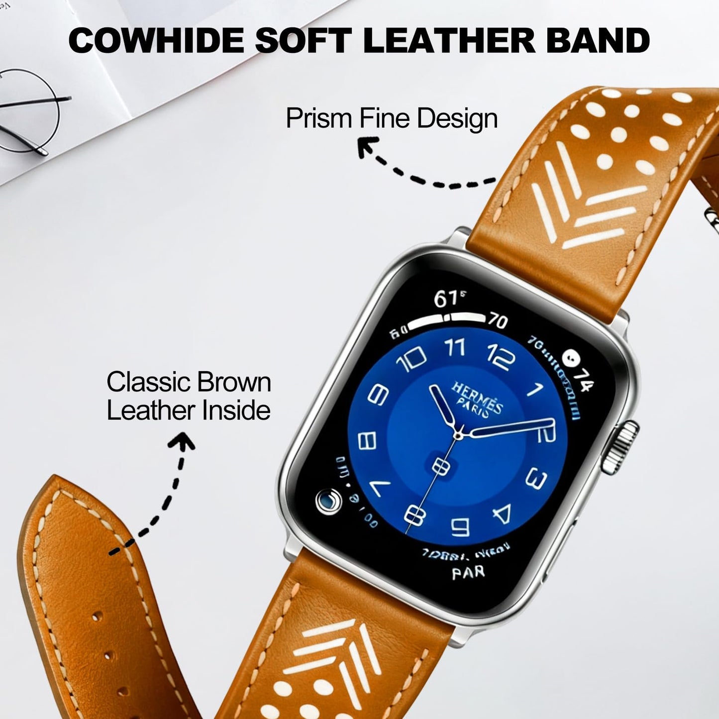 Hollow-out Genuine Leather Watch Band for Apple Watch, Dressy Strap for Women Lady Small Wrist, Compatible with Apple Watch Series 11 10 9 8 7 6 SE 3 2 1 Ultra 38mm 40mm 41mm 42mm 44mm 45mm 46mm 49mm