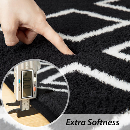 Rtizon Soft Area Rug for Bedroom, 6x9Ft Moroccan Rugs for Living Room, Geometric Non-Slip Carpet with Memory Foam for Boys Girls's Bedside Office Dining Room Farmhouse,Black and White