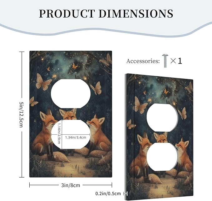 Decorative Art Light Switch Covers Foxes & Forest 1 Gang Single Duplex Outlet Wall Plate Switchplate Electrical Faceplate for Home Decor