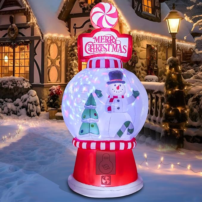 Christmas Inflatables Outdoor Decoration Christmas Blow Up Yard Decorations Inflatable Globe with Snowman Santa Tree Giant Outdoor Indoor Blow Up LED Light Yard Lawn Garden Home Party Decor