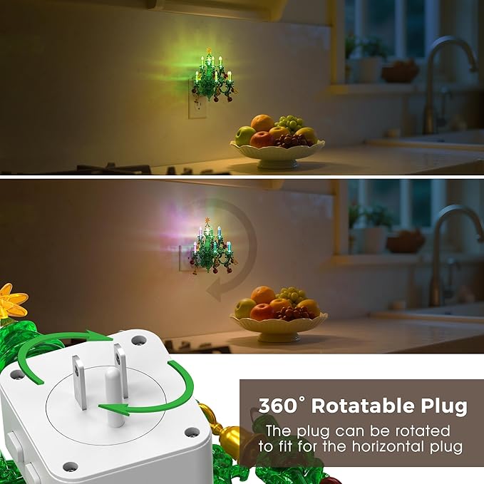 L LOHAS LED Christmas Night Light, Plug in Night Light with Dusk to Dawn Sensor, 3 Brightness Adjustable and RGB Mode, Ideal Nightlight for Christmas Home Decor, 2 Pack