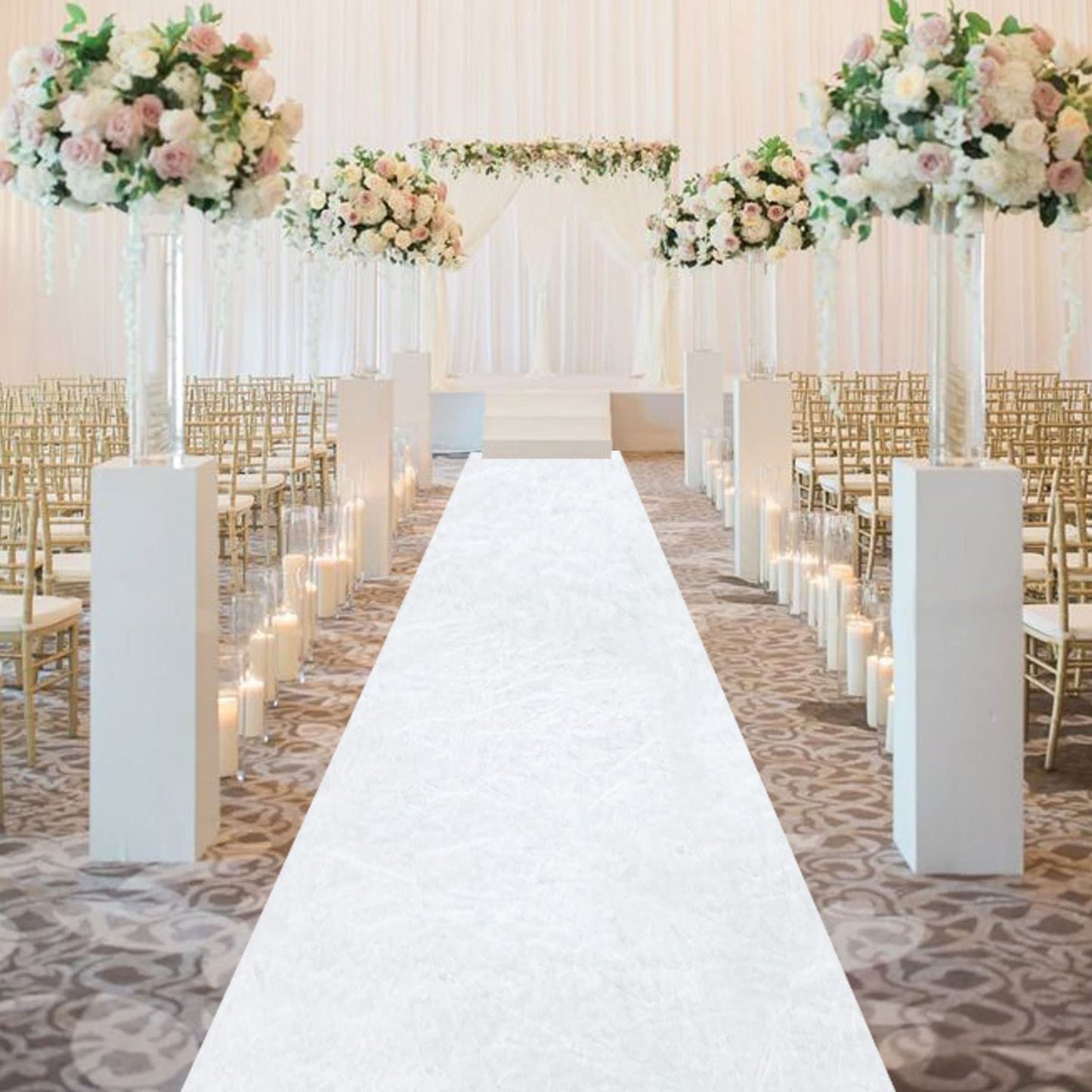 FOTSHARER White Aisle Runner for Wedding Velvet Aisle Runner Rug 4FTx15FT Wedding Carpet Runner Indoor Outdoor Wedding Party Prom Walkway Rugs Decorative Church Runner Wedding Aisle Decorations