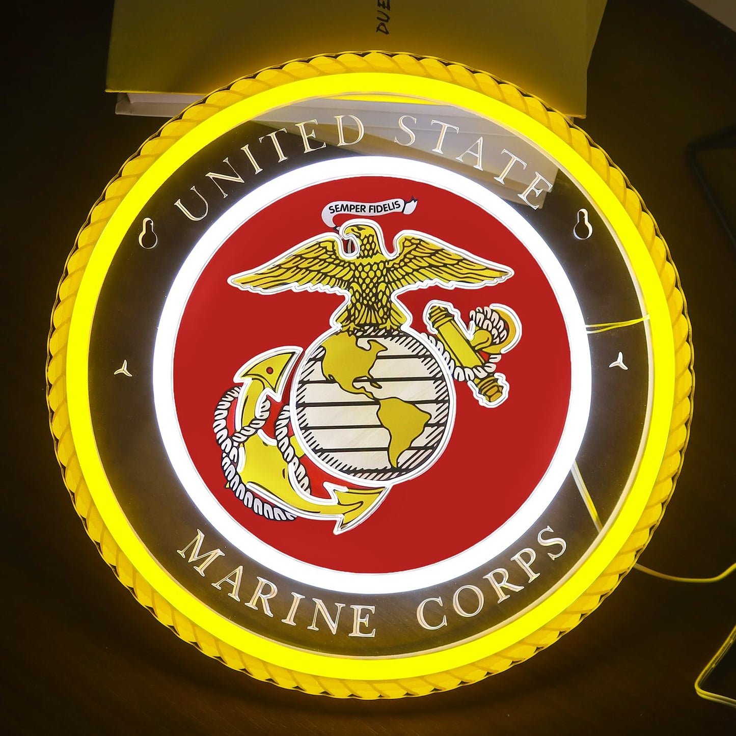 WittyRhE Military-themed Neon Lights Veteran Neon Signs Wall Decor for Man Cave Bedroom Bar Army Themed Gift Art for Christmas Party-12.6×12.6 IN-USB Powered-Acrylic