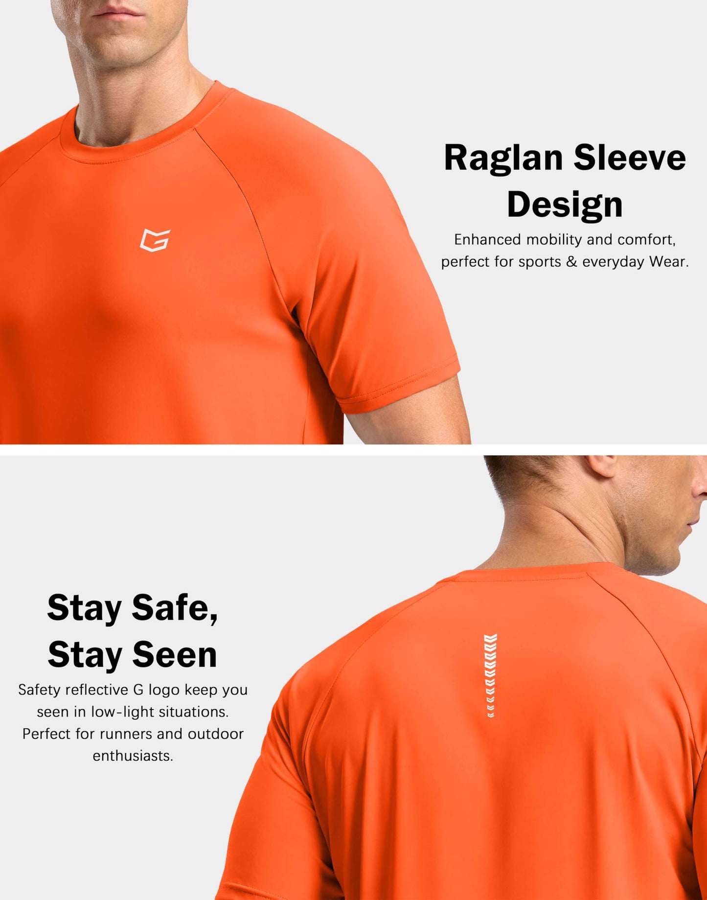 G Gradual Men's Athletic Workout T-Shirts Moisture Wicking Cooling Running Shirts Short Sleeve Performance Tee for Gym Tennis(Orange,XL)