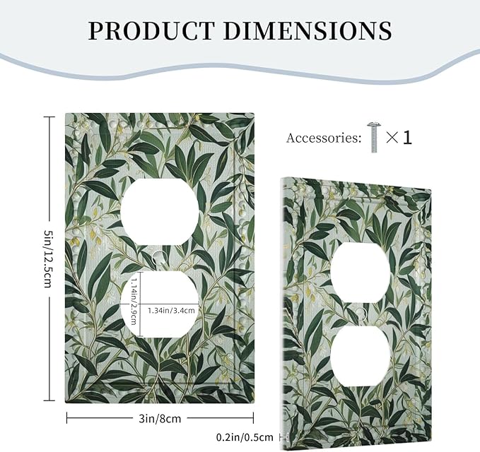 Sage Eucalyptus Leaves Foliage Light Switch Cover 1 Gang Outlet Plate Single Duplex Wall Plate Covers Decorative Switchplate Covers Electrical Faceplate for Home Decor