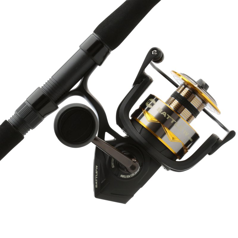 Penn 7' Battle IV Spinning Fishing Rod and Reel Combo Kit, 8000 Reel, CNC Gear Technology, Full Metal Body and Sideplate, HT-100 Drag System