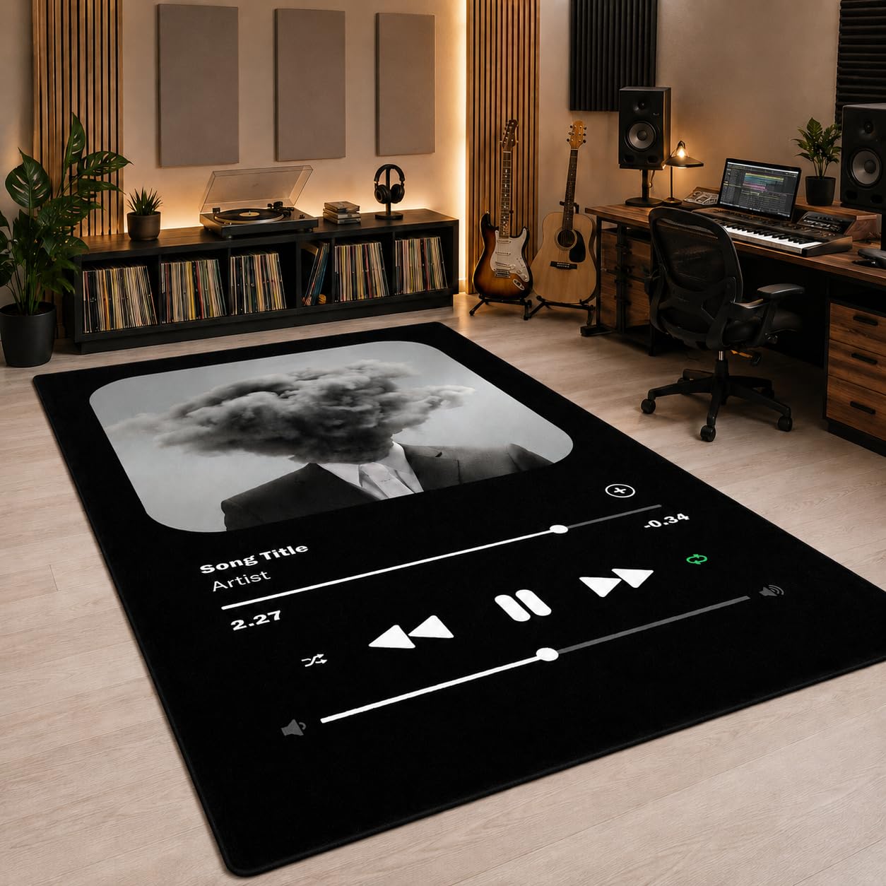 Personalized Album Cover Rug, Area Rug for Bedroom Living Room with Your Favorite Album or Song, Non-Slip Floor Mat Carpet Home Decor Rugs, Nice Gift for Music Lovers (Custom Album Cover Rug)