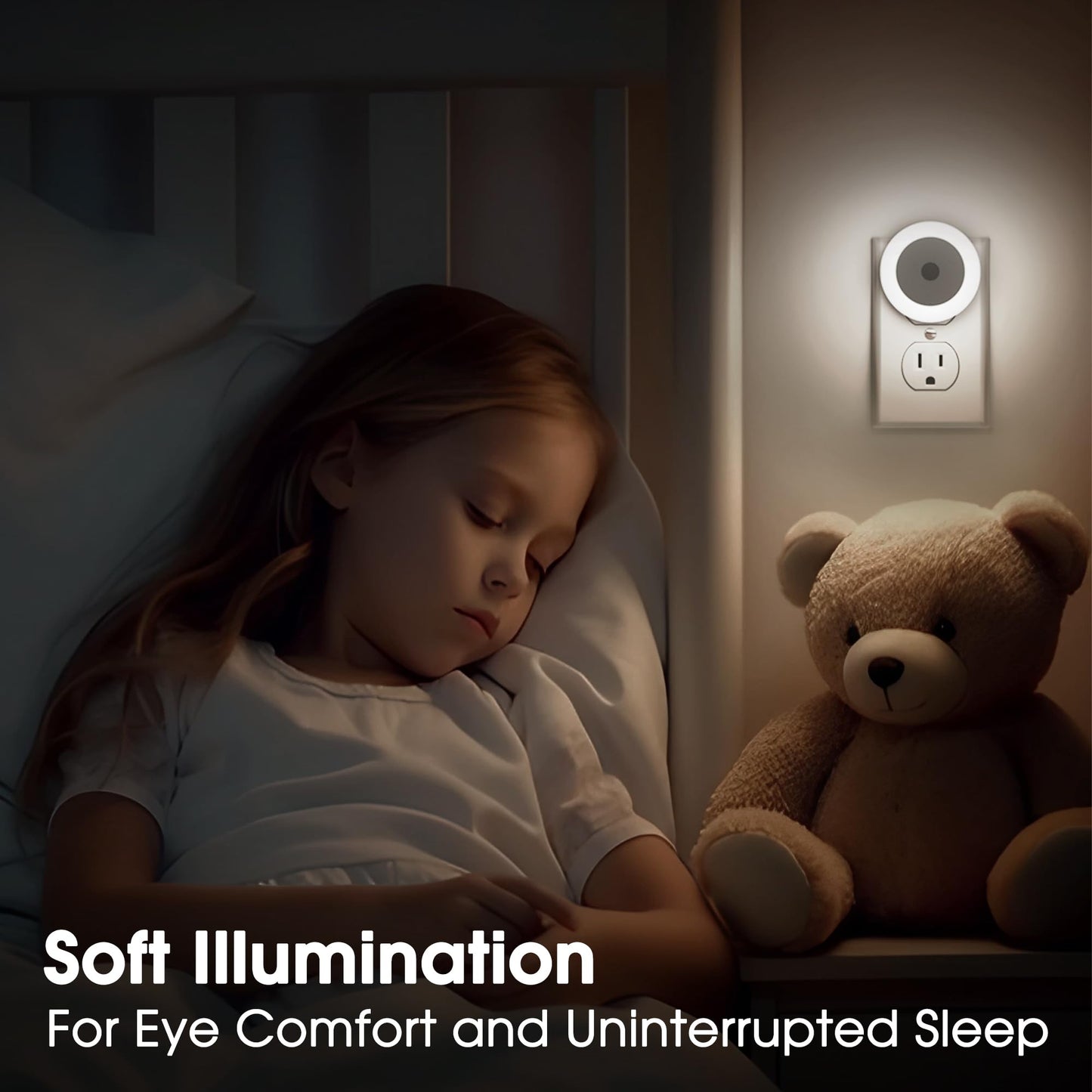Briignite LED Baby Night Lights Plug into Wall [4Pack], Nightlight with Light Sensors for Kids Room, Bathroom Stair Lights, Hallway Light, Warm White