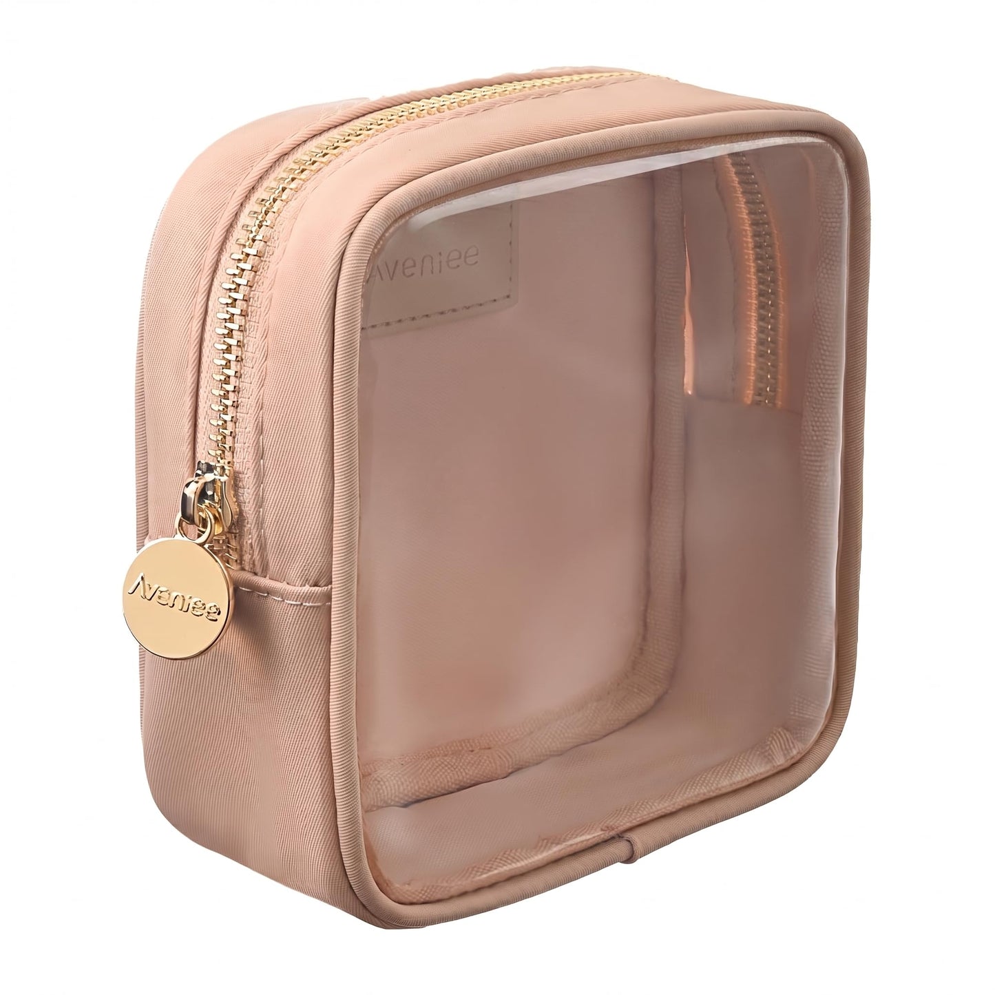Aveniee Small Clear Makeup Bag, Mini Makeup Bag for Purse Organizer, Cosmetic Bag Travel Zipper Pouch for Women, Cute Car Accessories for Skincare Lipstick Essentials-Sand