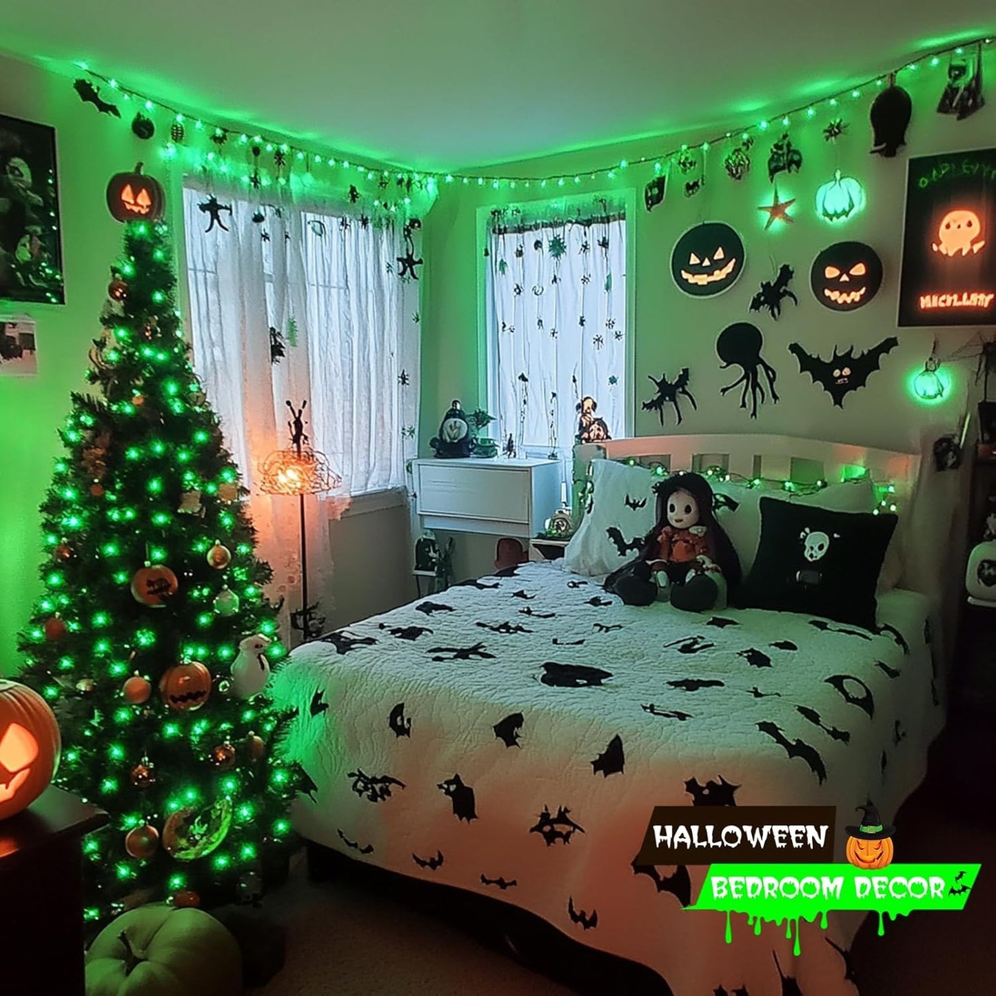 JMEXSUSS 200 LED Christmas Lights Outdoor, 66ft Connectable Green String Lights Plug in, 8 Modes Waterproof Green Lights for St Patrick's Day Outside Indoor Yard Tree Fence Rail Halloween Xmas Decor