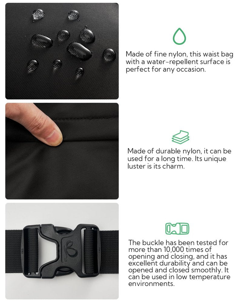 WATERFLY Fanny Pack Waist Packs: Large Crossbody Fanny Packs for Women Men with 5 Zipper Pockets Adjustable Strap Waist Bags Hip Pack for Traveling Cycling Running Hiking-Black