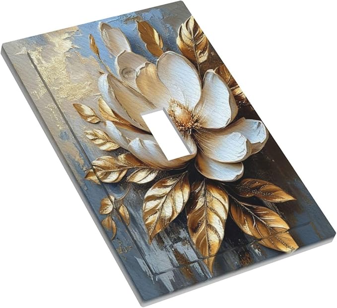 Decorative Art Light Switch Covers Gilded Bloom Single Toggle Wall Plate Decorative Switchcover Electrical Switchplate for Home Decor