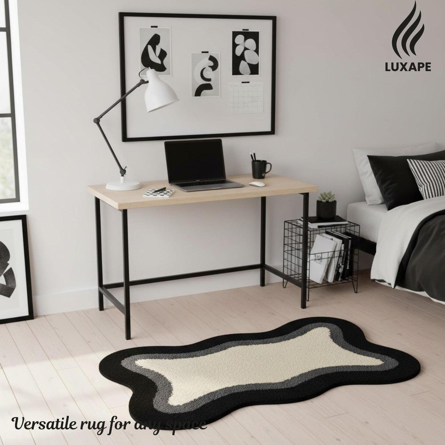 Luxape Cloud Rug - Black Fun Bathroom Decor - Irregular Shape - Handmade & Premium- 28in (70cm) - Hypebeast Room - Bathroom Bedroom, Children Bedroom - Aesthetic Room Decor Rugs