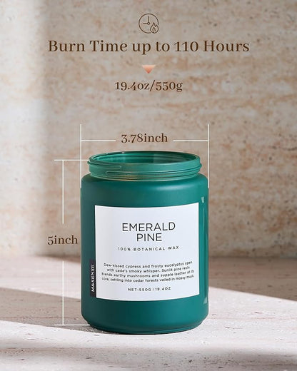 M&SENSE Pine Scented Candles Natural Soy Wax Clean Non Toxic 19.4oz 110 Hours Large Long Lasting Christmas Winter Scented 2 Wicks Candle Gift for Holiday & Family Friends Teachers