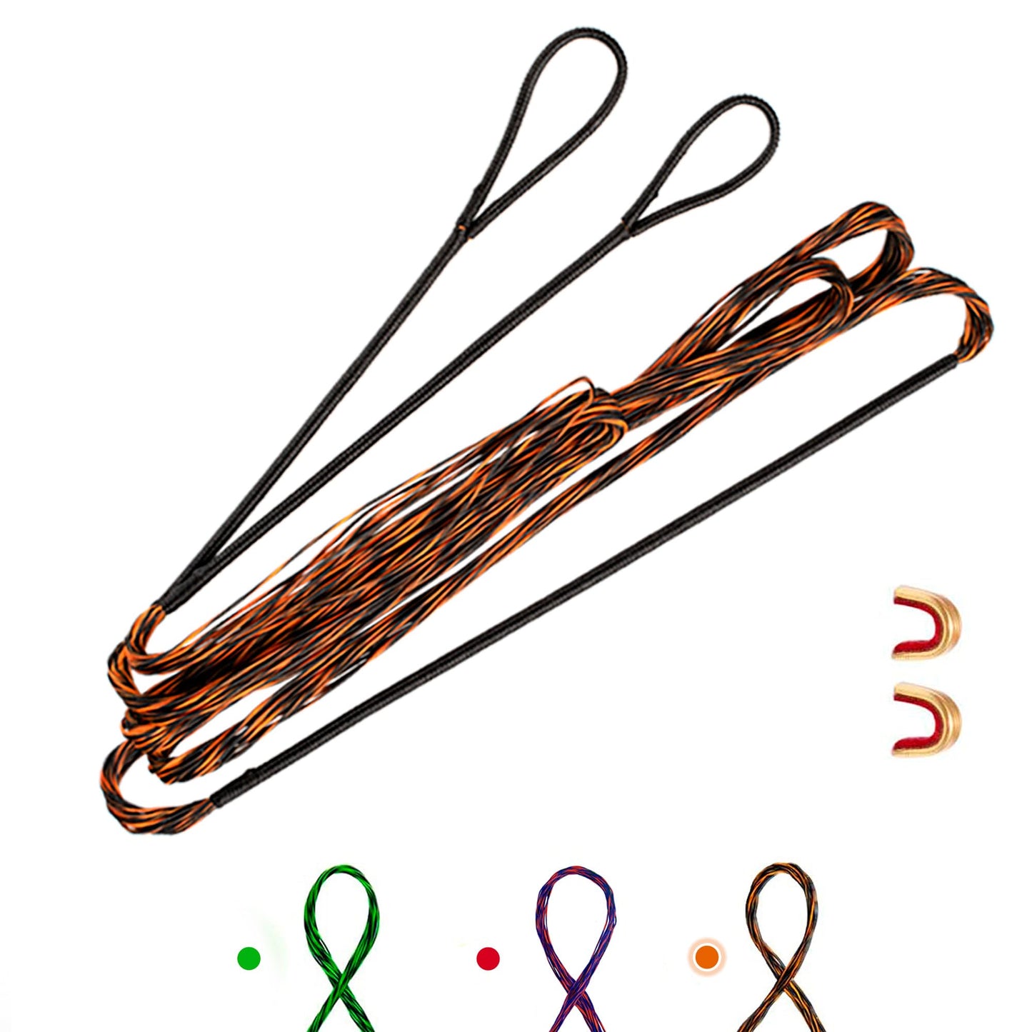 Deerseeker Archery Bowstring Set with 2 Nocking Points Dacron Recurve Bow String Replacement 12, 14, 16 Strands for Traditional Longbow Bow Shooting 48-70 inches（Brown, 1pcs ）