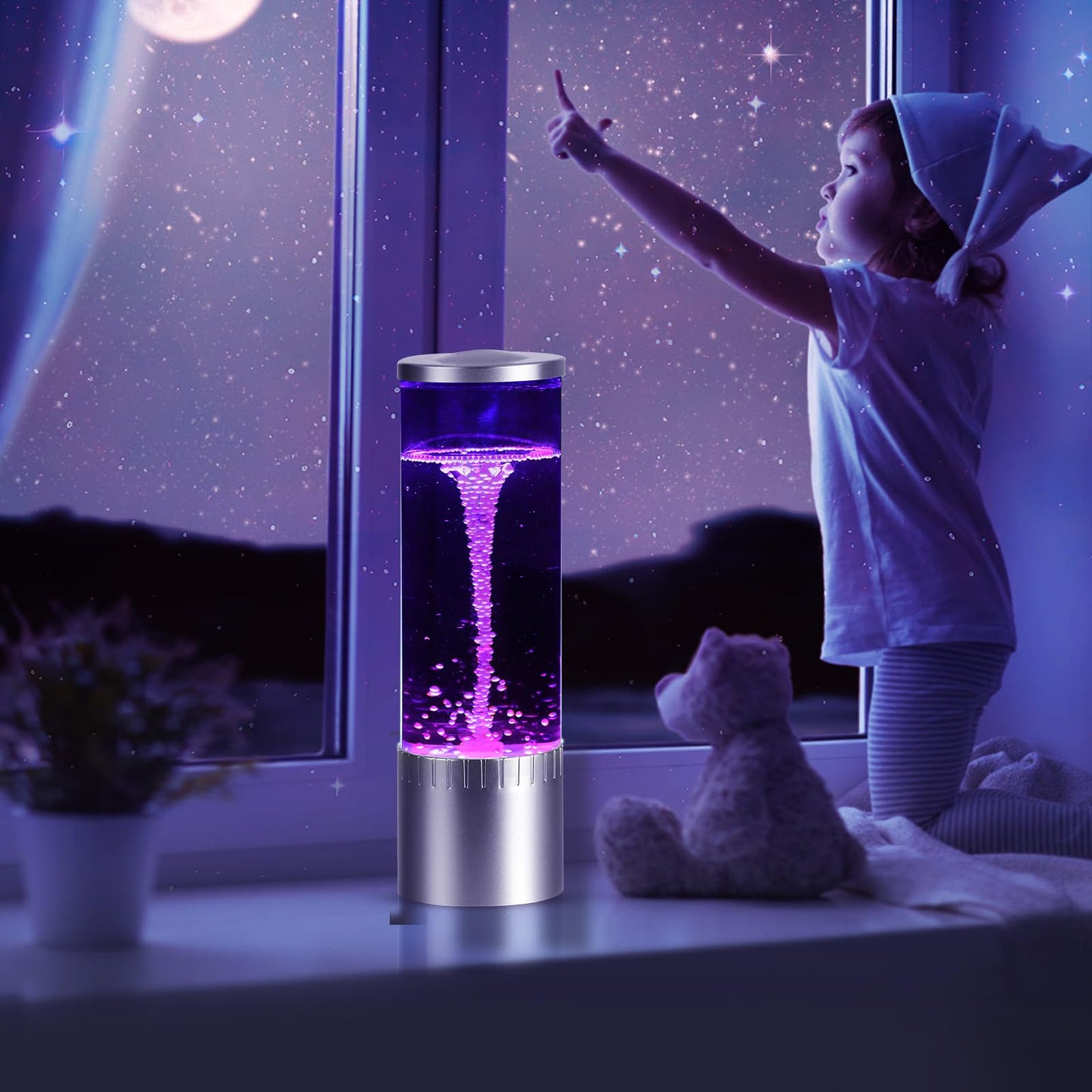 MOONSAY Tornado Lamp - Twister Hurricane Light - USB Powered Water Vortex Desk Lamp - Mood Light for ADHA & Autism Children Home Deco Chriestmas Gifts