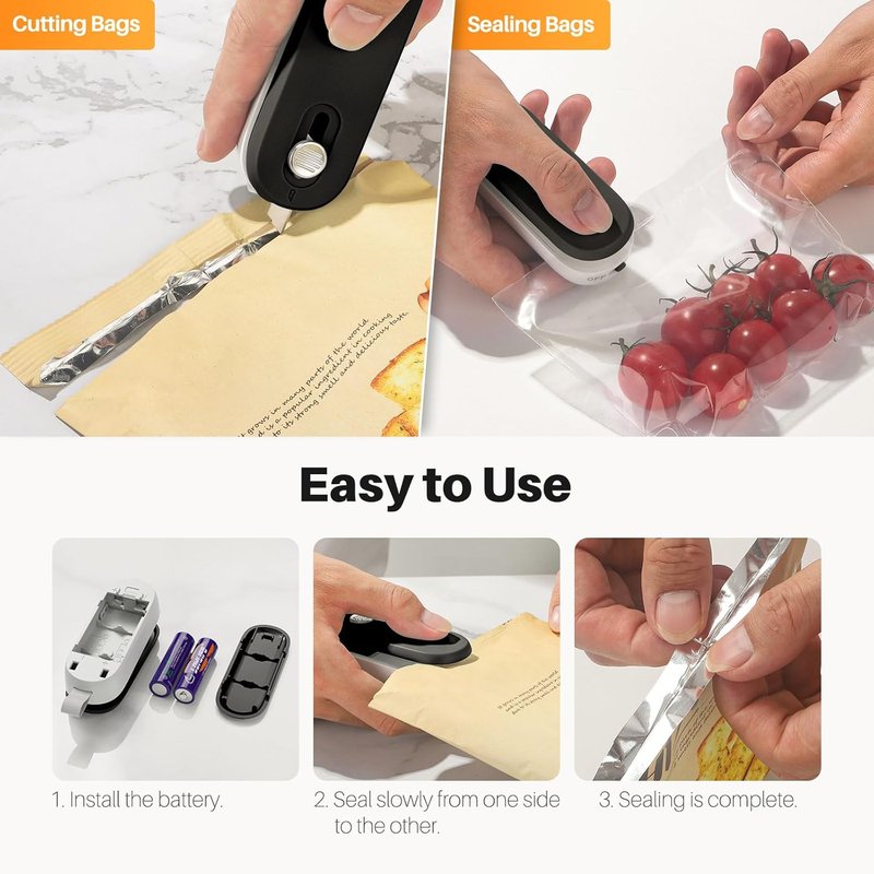 Mini Bag Sealer - 2 in 1 Heat Seal & Cutter | Portable Handheld Food Storage Tool for Snacks & Candies