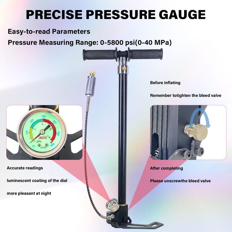 NDCYJG PCP Air Pump High Pressure Hand Pump 4500Psi 4 Stage Airgun Pump 30MPA Air Rifle Filling Stirrup Pump